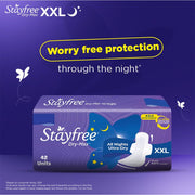 Stayfree Dry Max All Night XXL Sanitary Pads For Women | 42 Pads | Dry Cover | Provides Dry Feel for Up to 12 Hours | Super Lock Gel Pockets to Absorb Heavy Flow