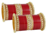 NMII Traditional Gold Plated Acrylic Bangles Bridal Chuda Set For Women & Girls with Zircon Diamond & Pearls Beads Work | Royal Wedding Chudas | Premium Look | Bangles For Wedding, Festive, Function