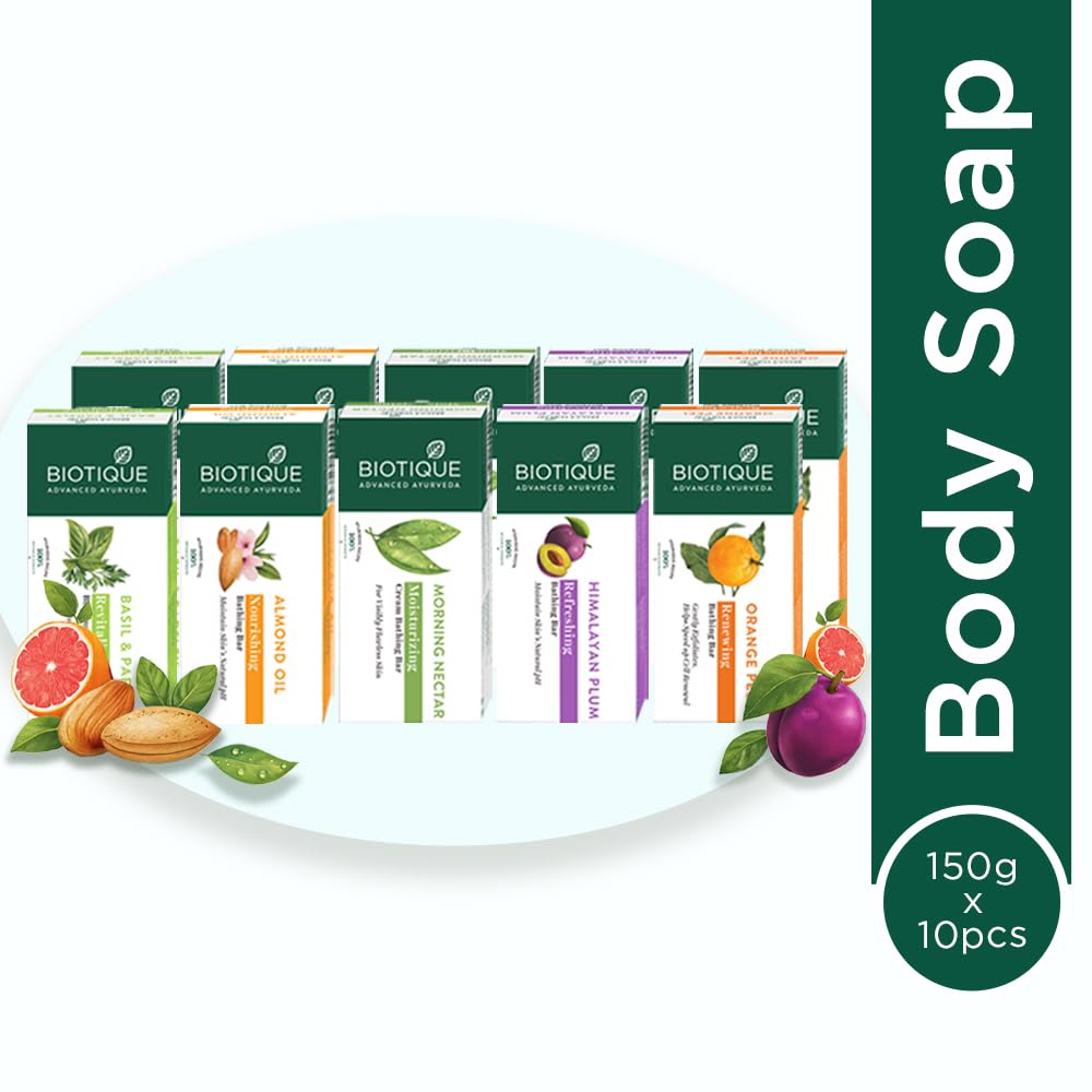 BIOTIQUE Bathing, Celebration Pack With 10 Refreshing & Nourishing Soap (10 x 150 g)