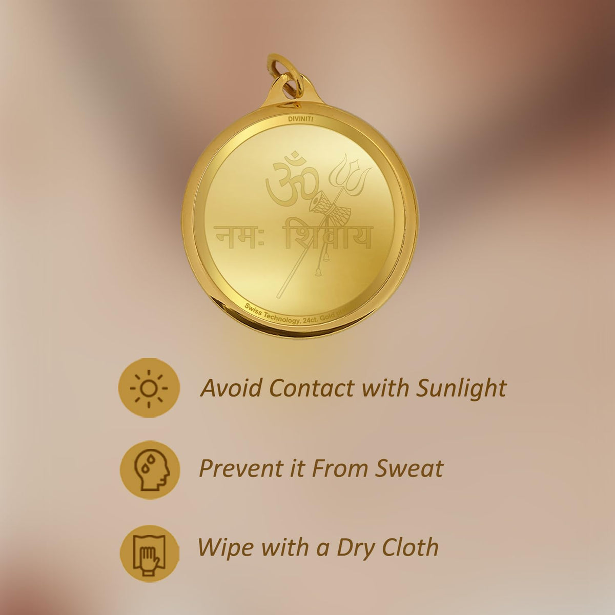 DIVINITI 24K Gold Plated Double-Sided Religious Pendant with Premium Gift Box, Spiritual Locket for Men & Women, Devotional Jewellery for Gifting & Everyday Wear | Shiva & Om Namah Shivay-1