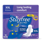 Stayfree Dry Max All Night XXL Sanitary Pads For Women | 14 Pads | Dry Cover | Provides Dry Feel for Up to 12 Hours | Super Lock Gel Pockets to Absorb Heavy Flow