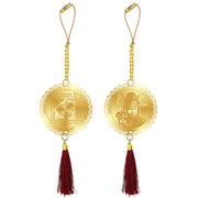 Diviniti 24K Gold Plated Double Sided Lord Shiva and Yantra Car Hanging Dangler|Mahadev Hanging New Car and New House Interior Decor Divine Car Accessories for Positive Energy Protection Safety