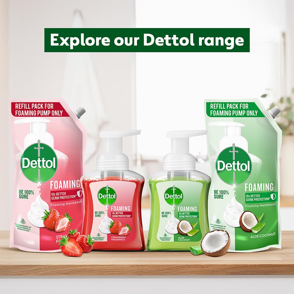Dettol Foaming Handwash Pump - Aloe Coconut (Pack of 2-250ml each) | Rich Foam | Moisturizing Hand Wash | Soft on Hands