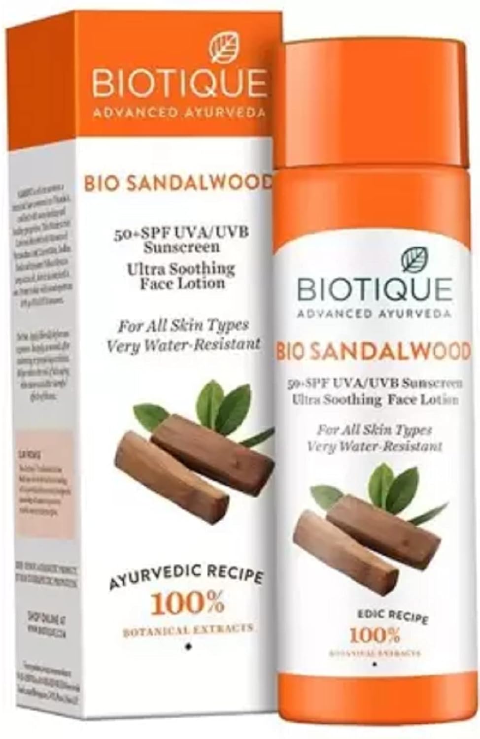 Biotique Bio Sandalwood 50+ Spf Uva/Uvb Sunscreen For All Skin Types Ultra Soothing Face Lotion, 120 Ml (Pack Of 2)