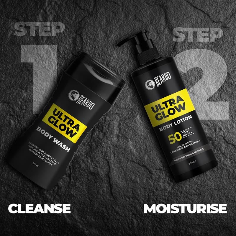 Beardo UltraGlow Body Wash for Men, 200ml | Moisturizes & Hydrates the Skin | Contains Mulberry & Bearberry Extracts for Deep Cleansing & Nourishment | Soft & Smooth Skin