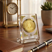 DIVINITI 24K Gold Plated Lord Ram Lalla Acrylic Frame for Car Dashboard, Home Temple & Office Table | Premium Spiritual Gift, Blessings for Protection & Positivity, 8x7 cm Decorative Showpiece