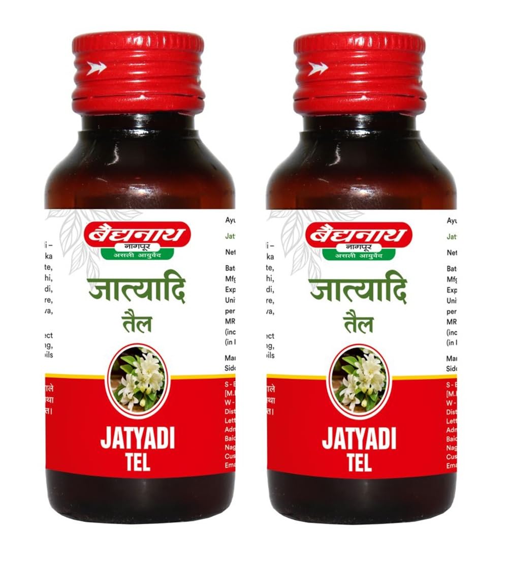 Baidyanath Asli Ayurved Jatyadi Tel 50ml (Pack OF 2) | Ayurvedic Herbal Oil for Skin Care & General Wellness