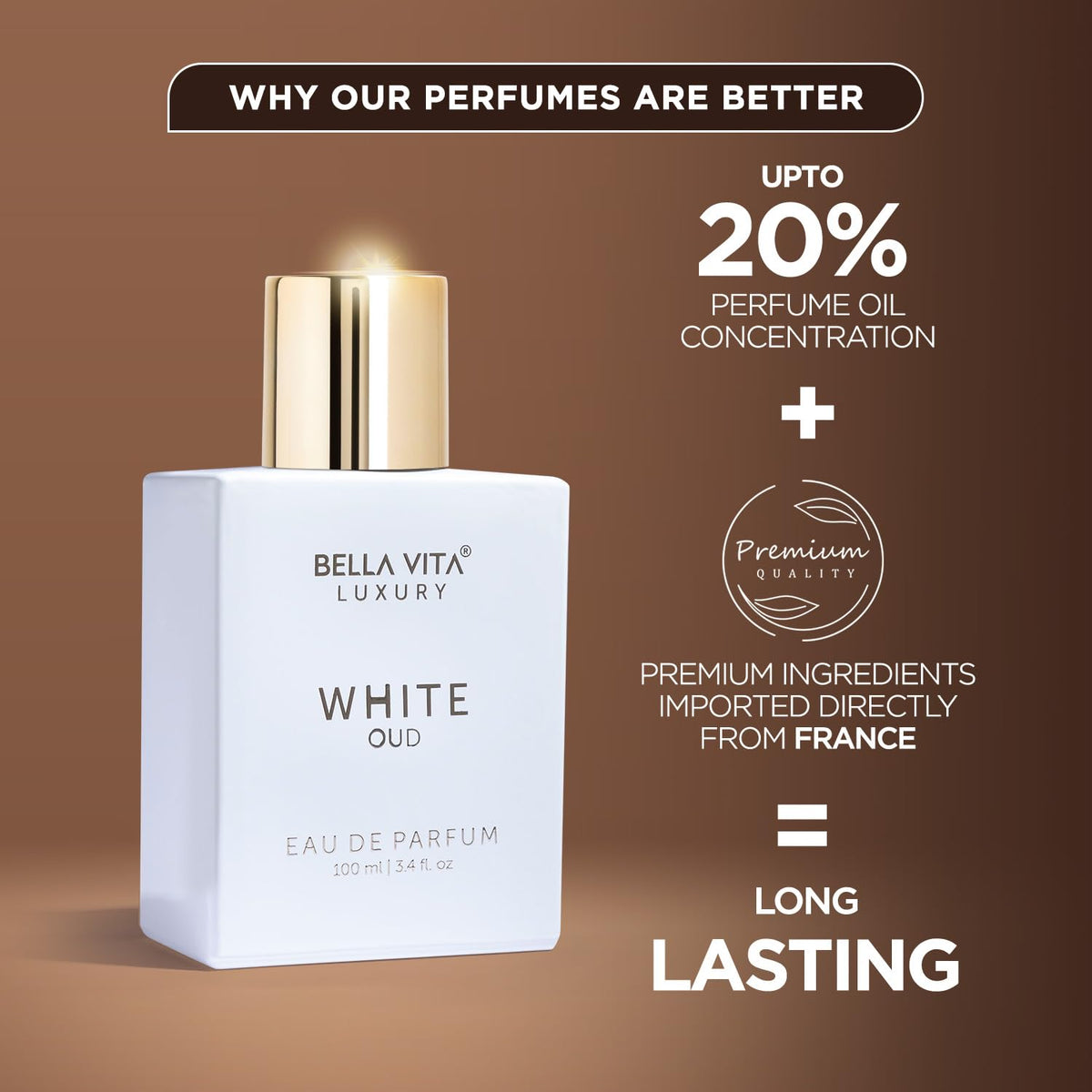 Bella Vita Luxury OUD WHITE Gift Set with Shower Gel 250 Ml for Deep Cleansing, EDP Perfume 100 Ml, No Gas Deo Body Parfum 150 Ml & Perfume Body Lotion 200 Ml