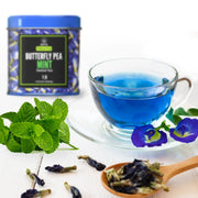 BLUE TEA - Butterfly Pea Mint Tea - 30 Tea Bags | REFRESHING BLEND | Aparajita - Shankhpushpi | Antioxidant - Flower Based - Herbal Tea - Caffeine-Free | Tin Pack
