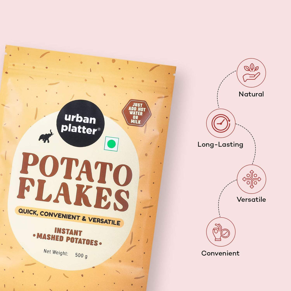 Urban Platter Potato Flakes, 500 g (Dehydrated Potato Flakes | Ready to Use Dried Potato Bits | Quick and Convenient)