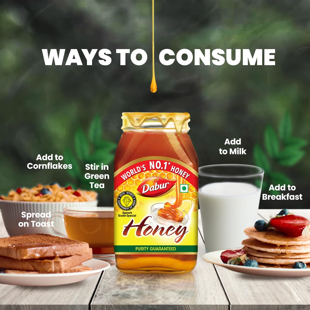 Dabur Honey - 1.2kg | Pure | World's No.1 Honey Brand with No Sugar Adulteration | For Fitness & Health | Natural Immunity Booster | Rich in Antioxidants & Minerals