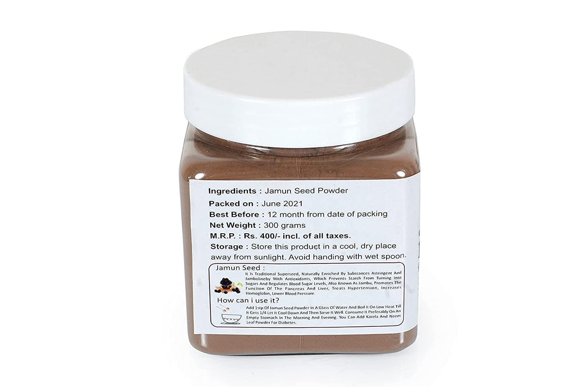 NatureVit Jamun Seed Powder 300 Gram | Natural Supplement for Blood Sugar Support | Ayurvedic Remedy for Diabetes | Rich in Antioxidants & Fibre | 100% Pure & Chemical-Free