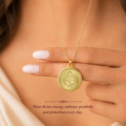 DIVINITI 24K Gold Plated Double-Sided Religious Pendant with Premium Gift Box, Spiritual Locket for Men & Women, Devotional Jewellery for Gifting & Everyday Wear | Ganesha & Yantra - GNG Pendant