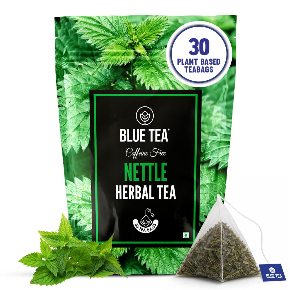BLUE TEA - Nettle Tea - 30 Tea Bags - Plant Based | Helps With Body Detox and Digestion | UTI Support | Caffeine Free - Herbal Tea | Ziplock Pack