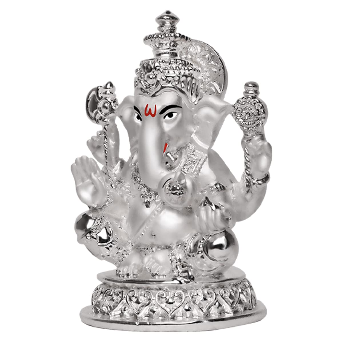 DIVINITI 999 Silver Plated Ganesha Idol for Home Decor Sculpture of Ganpati Figurine| Idol for Home, Office, Temple and Table Decoration| Religious Idol for Pooja, Gift (5.7x7 CM)