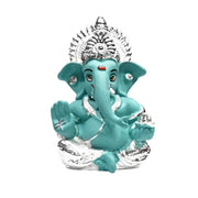 DIVINITI 999 Silver Plated Ganesha Idol for Home Decor Puja |Ganesh Idol for Home Decor Ganpati for Gift 3.5 inches |Ganesh Statue Gift for Office Desk Puja Room Figurine (8.89 x 5.08 cm) (Blue)