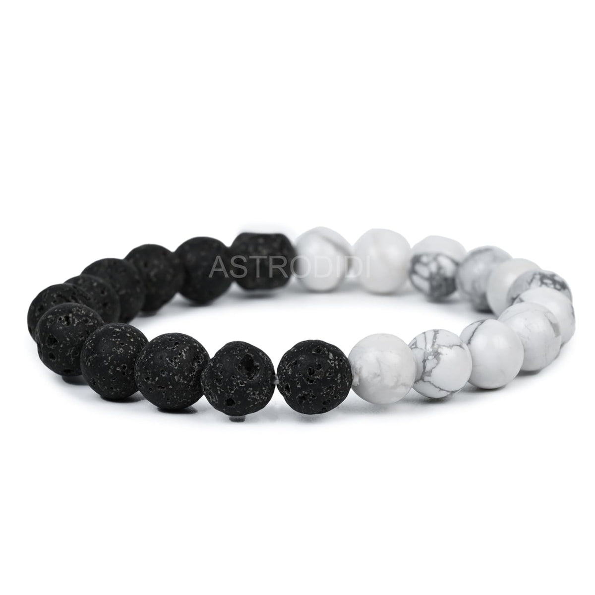 ASTRODIDI Natural Certified Lava Howlite Stone Bracelet for Money, Success & Positive Energy | Original Reiki Feng-Shui Healing Crystal Gemstone Bracelet for Men and Women