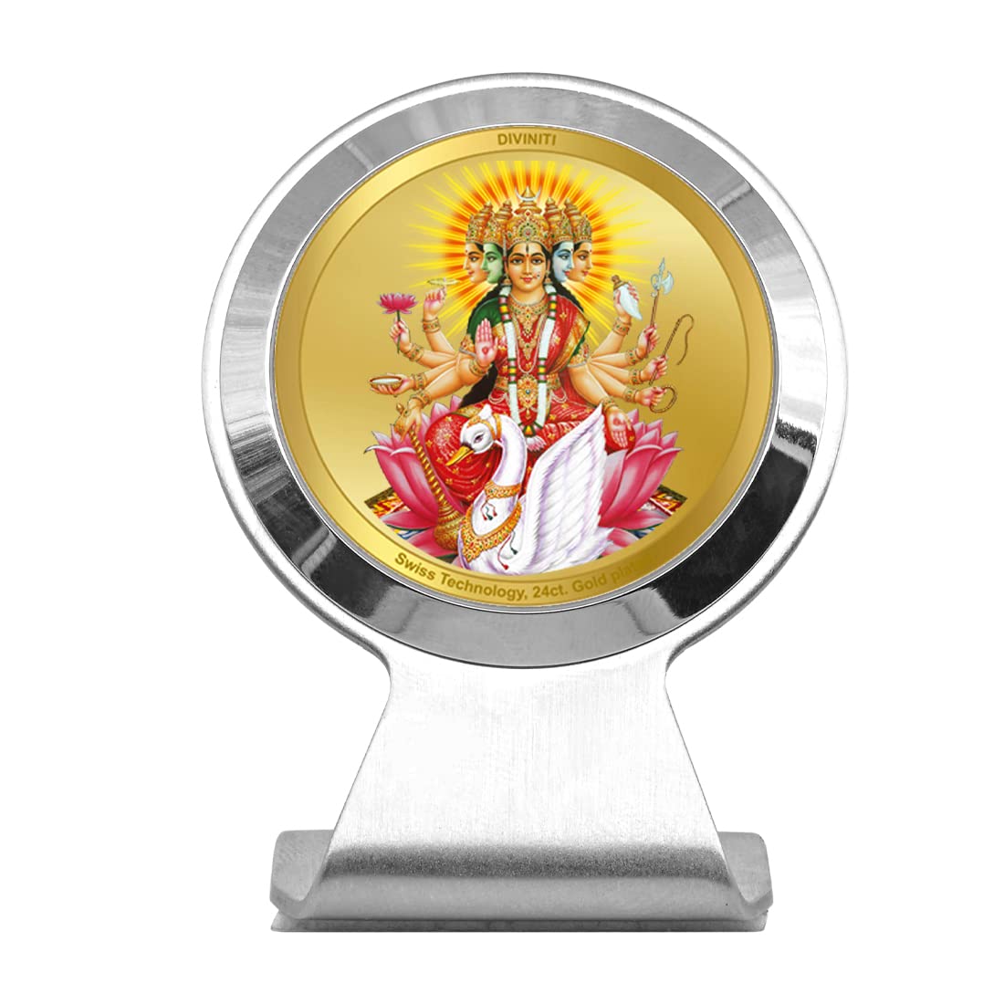 DIVINITI 24K Gold Plated Religious Car Dashboard Frame | Premium God Idol Frame for Car, Home Mandir & Office Table | Spiritual Gift, Decorative Showpiece | Gayatri - 2