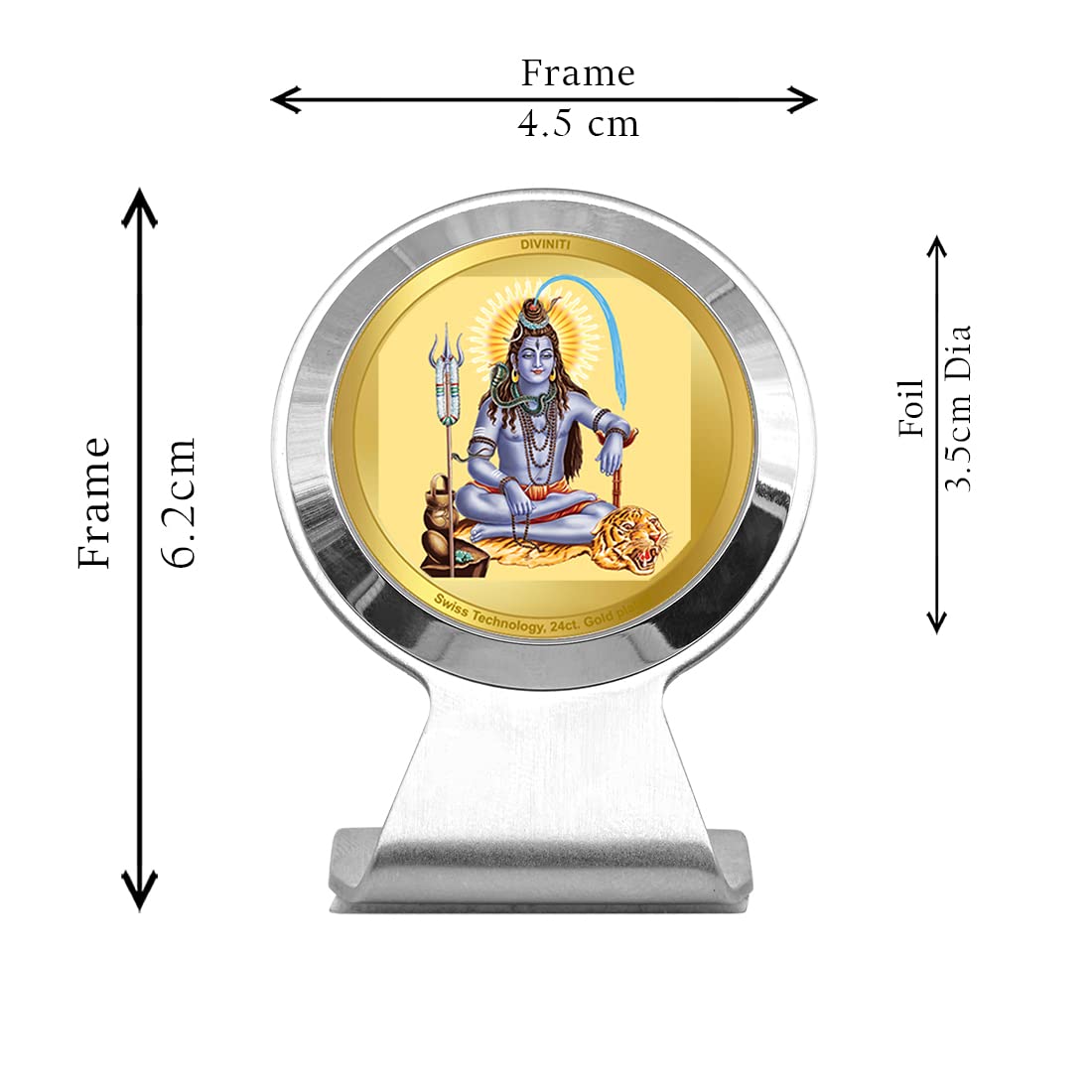 DIVINITI 24K Gold Plated Religious Car Dashboard Frame | Premium God Idol Frame for Car, Home Mandir & Office Table | Spiritual Gift, Decorative Showpiece | Shiva