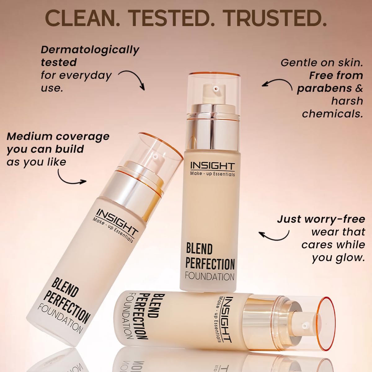 INSIGHT Blend Perfection Foundation - Natural Buff | Natural Radiant Finish | Lightweight & Buildable Coverage | Infused with Cica, Hyaluronic Acid & Vitamin E | Suitable for All Skin Types | 50g