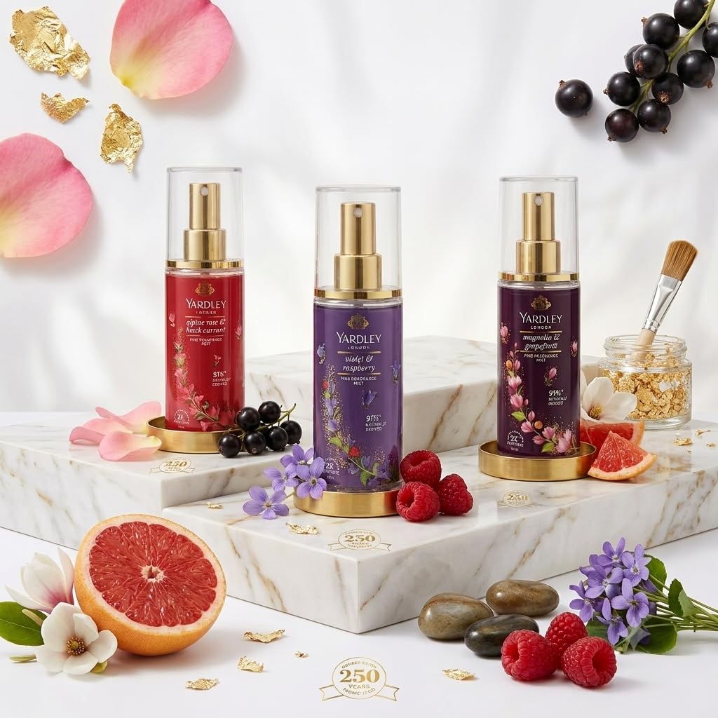 Yardley London Fine Fragrance Gift Set for Women | Floral Perfume Mist Combo Pack of 3 (35 ml Each) | Long Lasting Body Spray | Ideal Gift for Women & Girls