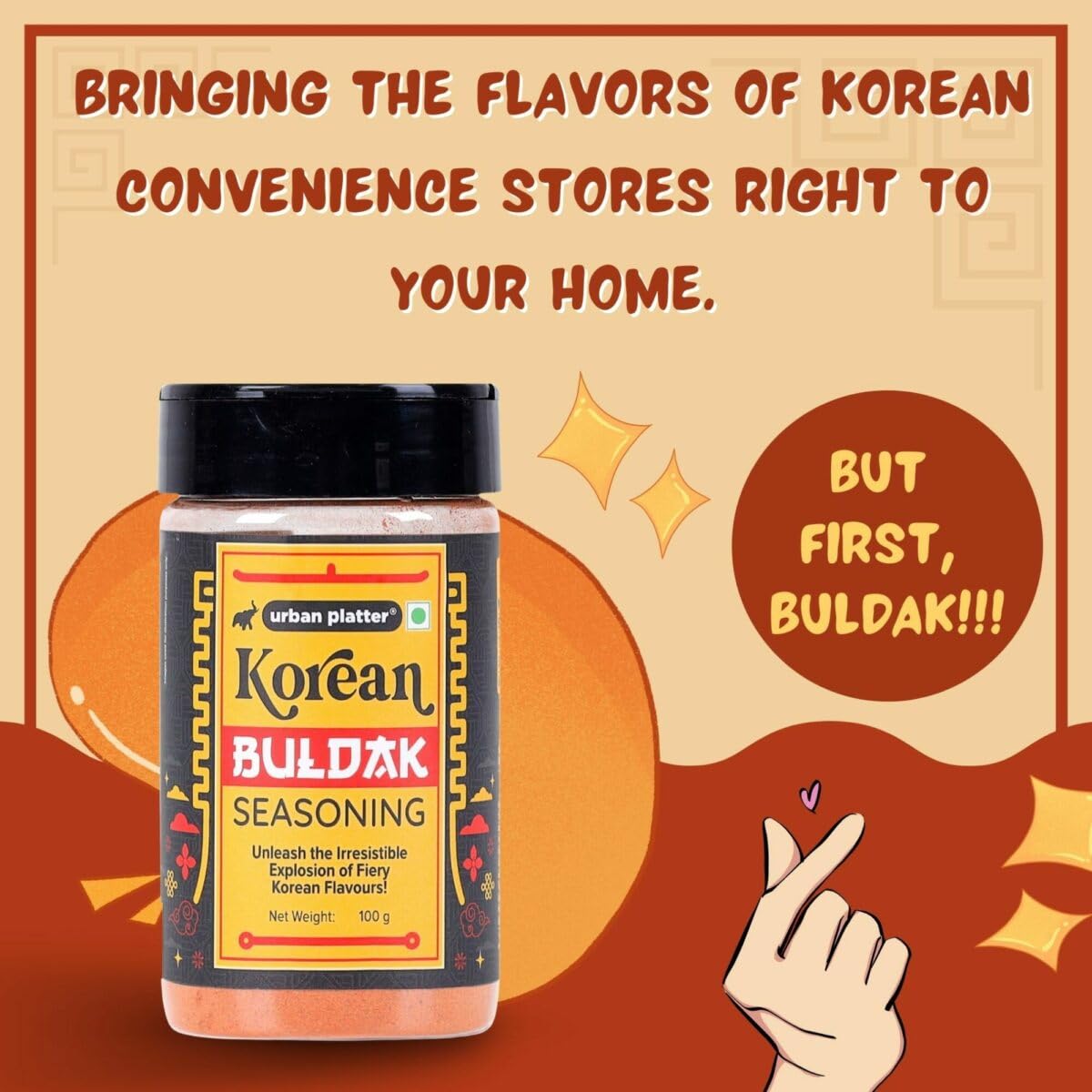 Urban Platter Korean Buldak Seasoning, 100g (Plant-Based | Fiery and Addictive | Signature Korean-Style Flavour)