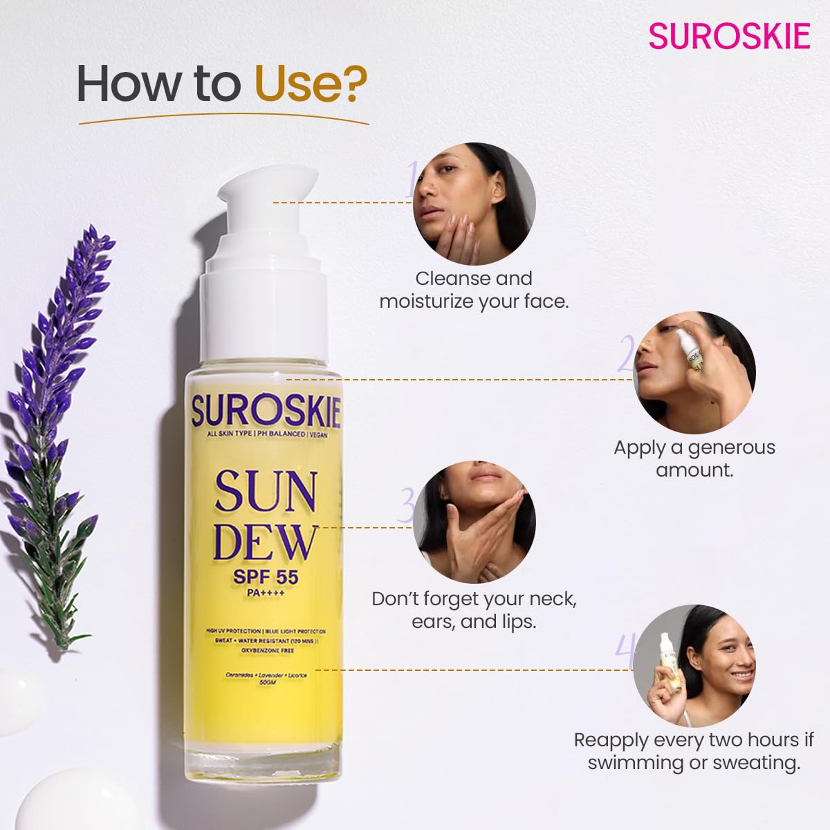 Suroskie Rose Glass Skin Mist & Sun Dew Sunscreen 55 Pa+ (100Ml + 50Gm) | Face Toner & Makeup Setting Spray For Glowing Skin | With Rose Water & Ceramides | Uva/B Sun Protection | For Men & Women