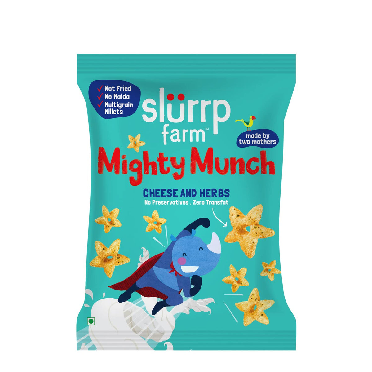 Slurrp Farm Healthy Snacks - Mighty Puff, Cheese and Herbs Flavour, Not Fried, 20g