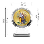 DIVINITI Radhakrishna God Idol Photo Frame for Car Dashboard, Table Decor, Office|MCF 1CR Photo Frames and 24K Gold Plated Foil|Religious Photo Frame Idol for Pooja, Gifts Items (6.2x4.5 CM)