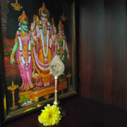 Aalayam Selveer Metal Lord Murugan Vel With Stand 5.5 Inches Brass Gold Colour 1 Piece,Religious
