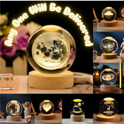 Toy Imagine 3D Crystal Ball Night Lamp, Moon & Galaxy Theme Bedroom Décor Light, Acrylic Sphere Decorative Small Lamp for Kids, Women & Gift Ideas, 24 Designs Assorted