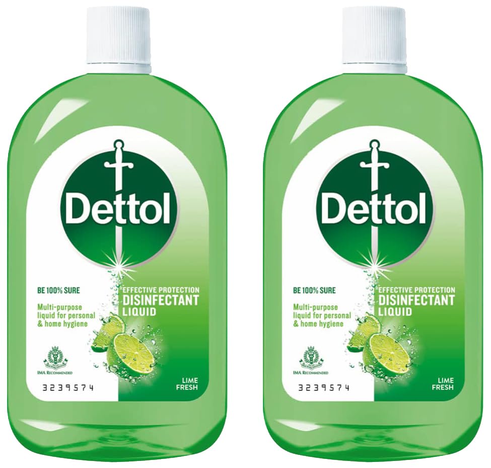 Dettol Liquid Disinfectant for Floor Cleaner, Surface Disinfection, Personal Hygiene (Lime Fresh, 1L) (Pack of 2)
