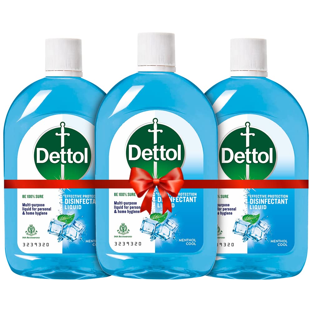 Dettol Liquid Disinfectant for Personal Hygiene, Surface Disinfection, Floor Cleaner (Menthol Cool, 200ml, Pack of 3)