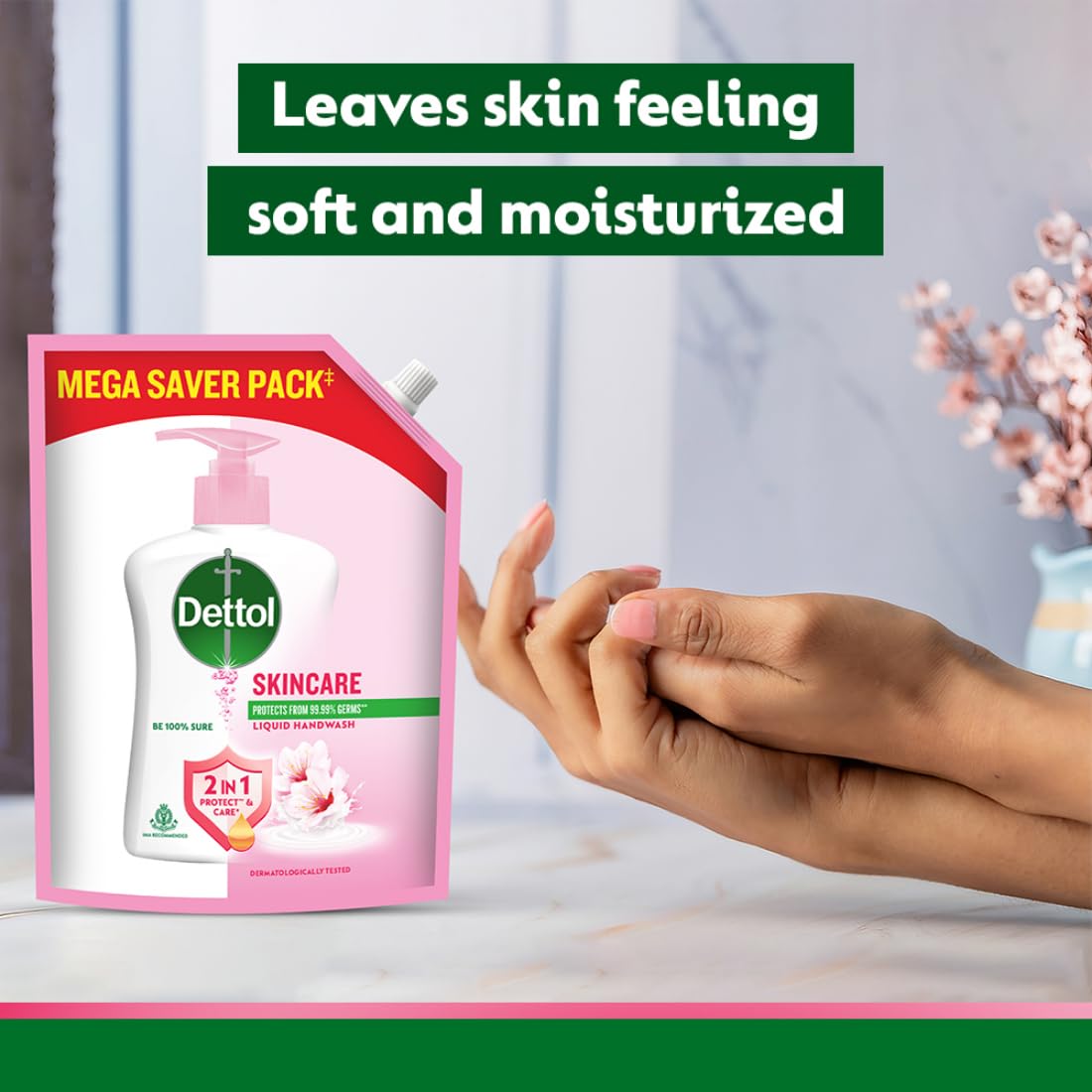 Dettol Liquid Handwash Refill - Skincare Moisturizing Hand Wash, 1350 ml, Pack of 2