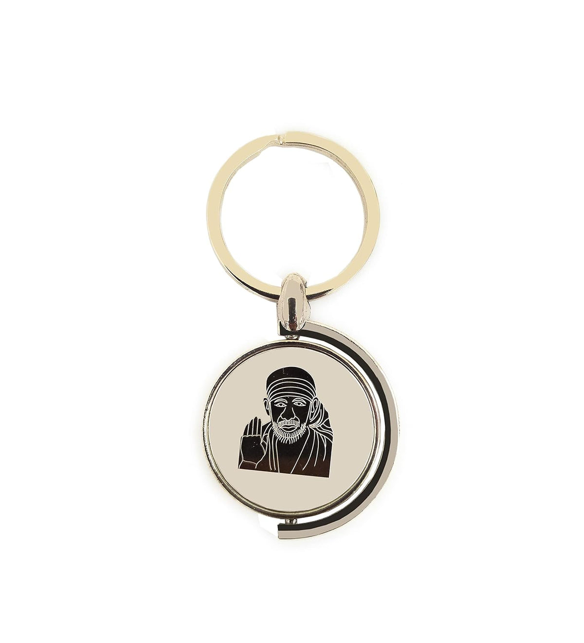 SHINDE EXPORTS Shirdi Sai Baba Stainless Steel Key Chains for car, Home and Bike (Circular revolving)