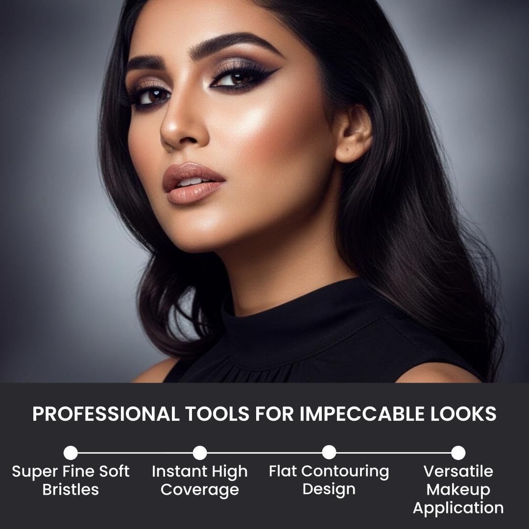 Keya Seth Professional Makeup, Flat Contouring Brush with Supper Fine Soft Bristles for Instant High Coverage Professional Quality Makeup.