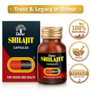 Dabur Shilajit Ayurvedic Capsules - 30 capsules | Pure Shilajit with Antifatigue and Anti Inflammatory Benefits | For Vigour, Strength and Ayuvedic Health | Immunity Booster