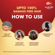 Dabur Almond Hair Oil - 500ml | Provides Damage Protection | Non Sticky Formula | For Soft & Shiny Hair | With Almonds, Keratin Protein, Soya Protein & 10X Vitamin E (Pack of 2)