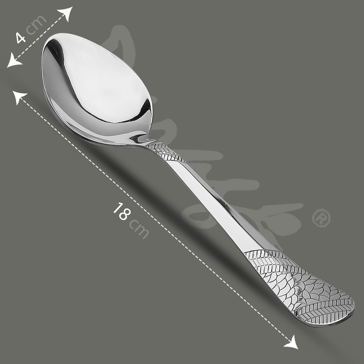 Parage 6 Pieces Stainless Steel Table Spoons,18 cm Long, Premium Spoons Set for Home & Kitchen, Luxury Dinning Tableware Cutlery Set Gift for House Warming,6 Big Spoons, Silver Imperial Design