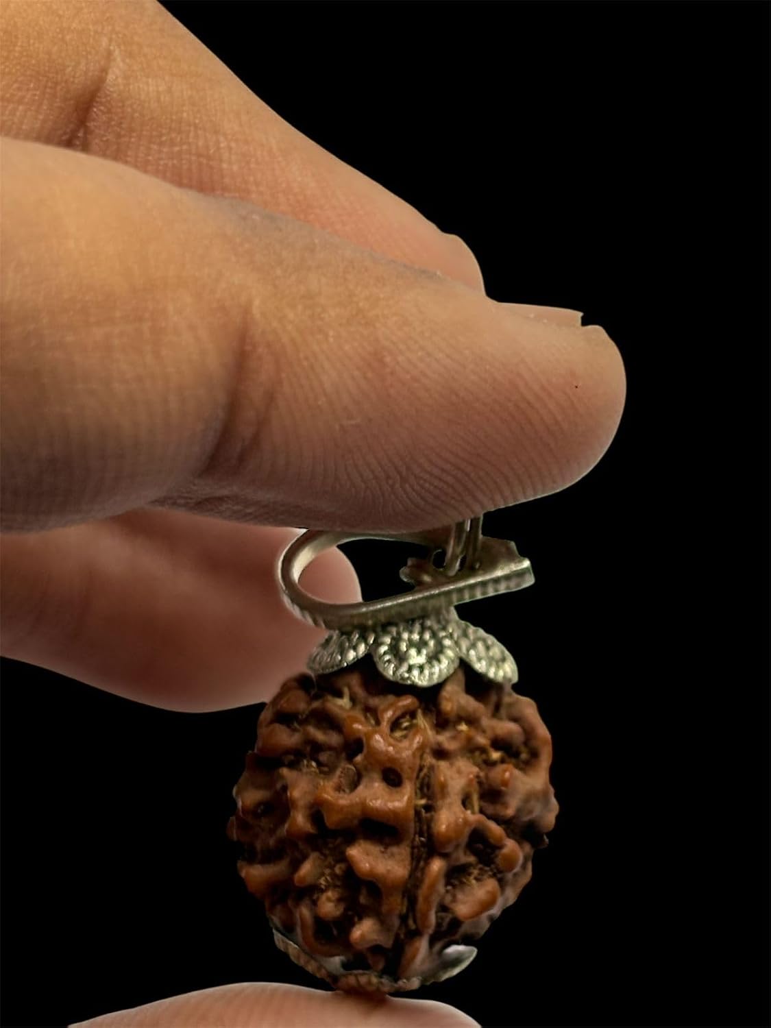 RUDRADIVINE 4 Mukhi Nepali Rudraksha with Silver Plated Pendant – Original Bead for Wisdom, Knowledge & Communication