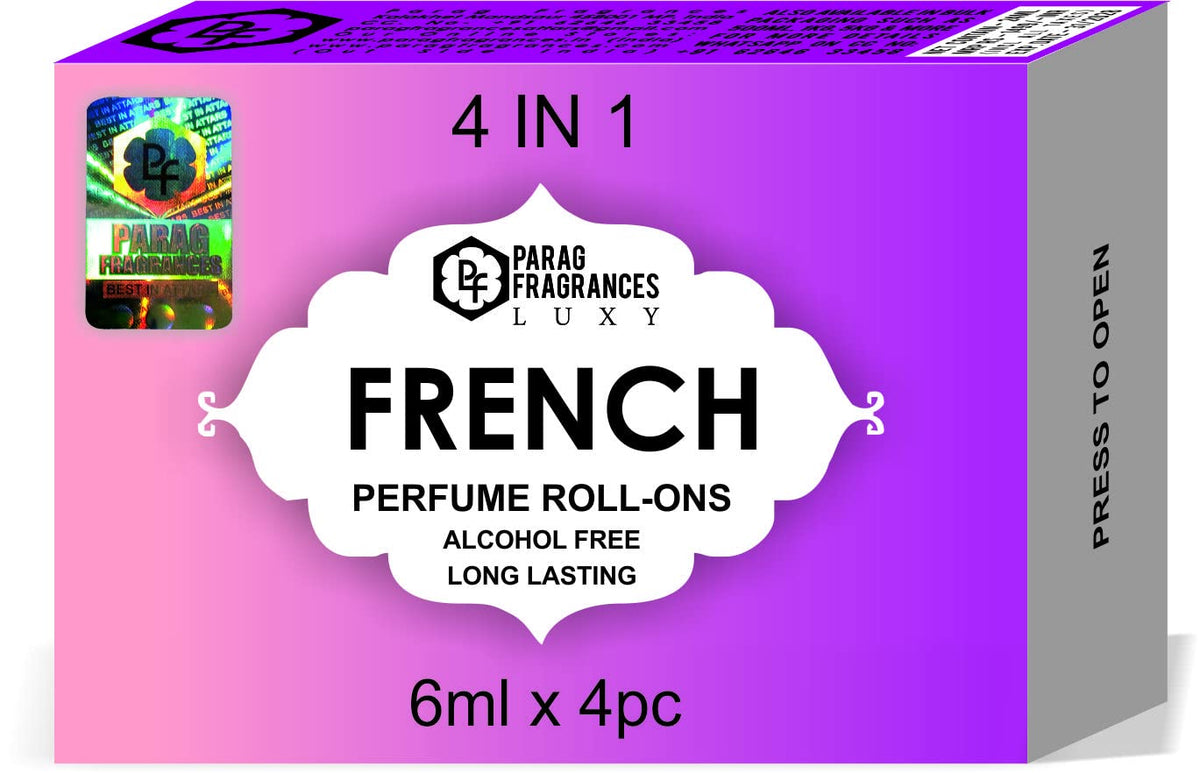 Parag fragrances Unisex Adult Top Liquid Attars Collection Of India/Alcohol Free Attar Gift Pack(French),24 Ml