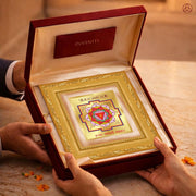 DIVINITI 24K Gold-Plated Dhan Akarshan Yantra Frame | Sacred Prosperity Yantra for Wealth, Growth & Positivity | Home, Office & Pooja Decor | Premium Gift Box | 12 x 11 CM