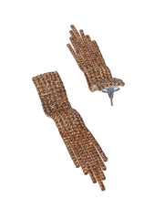 Priyaasi Black Block Tasselled Studded Rose Gold-Plated Drop Earrings