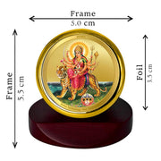 DIVINITI 24K Gold Plated Religious Car Dashboard Frame | Premium God Idol Frame for Car, Home Mandir & Office Table | Spiritual Gift, Decorative Showpiece | Durga Mata