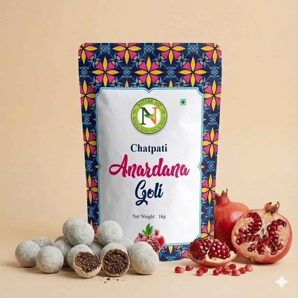 NatureVit Anardana Goli 1 Kg | Tangy & Sweet Digestive Candy | Anardana Pachak Goli | Natural Mouth Freshener | Relieves Acidity & Boosts Digestion