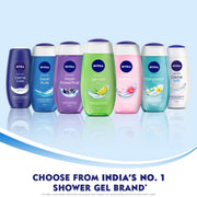 NIVEA Frangipani & Oil Body Wash, Moisturizing Shower Gel with Pure Glycerin, Vitamins C & E and Care Oil for Soft, Healthy & Moisturized Skin, Refreshing Body Cleanser, Microplastic Free, 125 ml