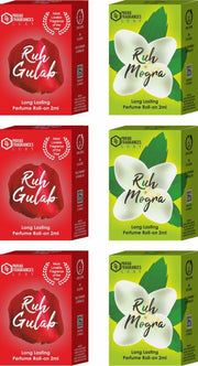 Parag Fragrances Ruh Gulab 3pc, Ruh Mogra 3pc Attar Combo 2ml Each