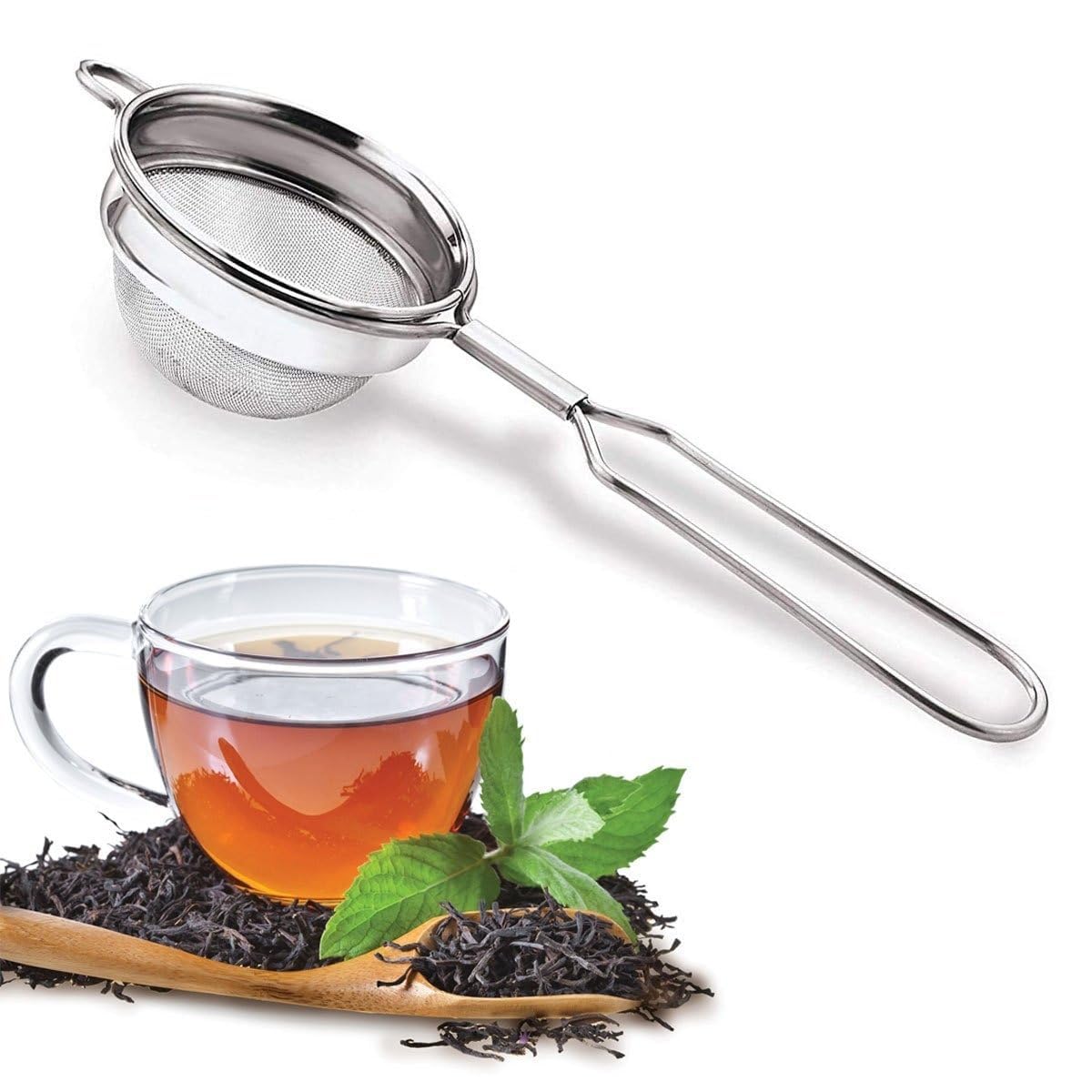 E-COSMOS® Stainless Steel Tea Strainer, Chalani, 8 cm, Medium (Pack of 2)