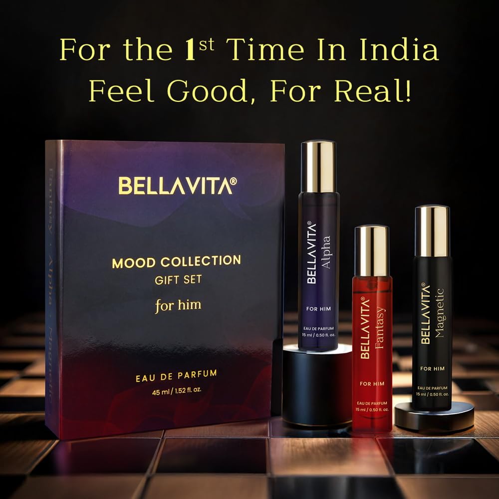 Bella Vita Luxury Mood Collection Gift Set 3x15ML | Perfume for Man | Valentine Gift for Boyfriend | Gift for Man | Long Lasting EDP | Alpha, Fantasy & Magnetic | Fruity, Woody Premium Fragrance