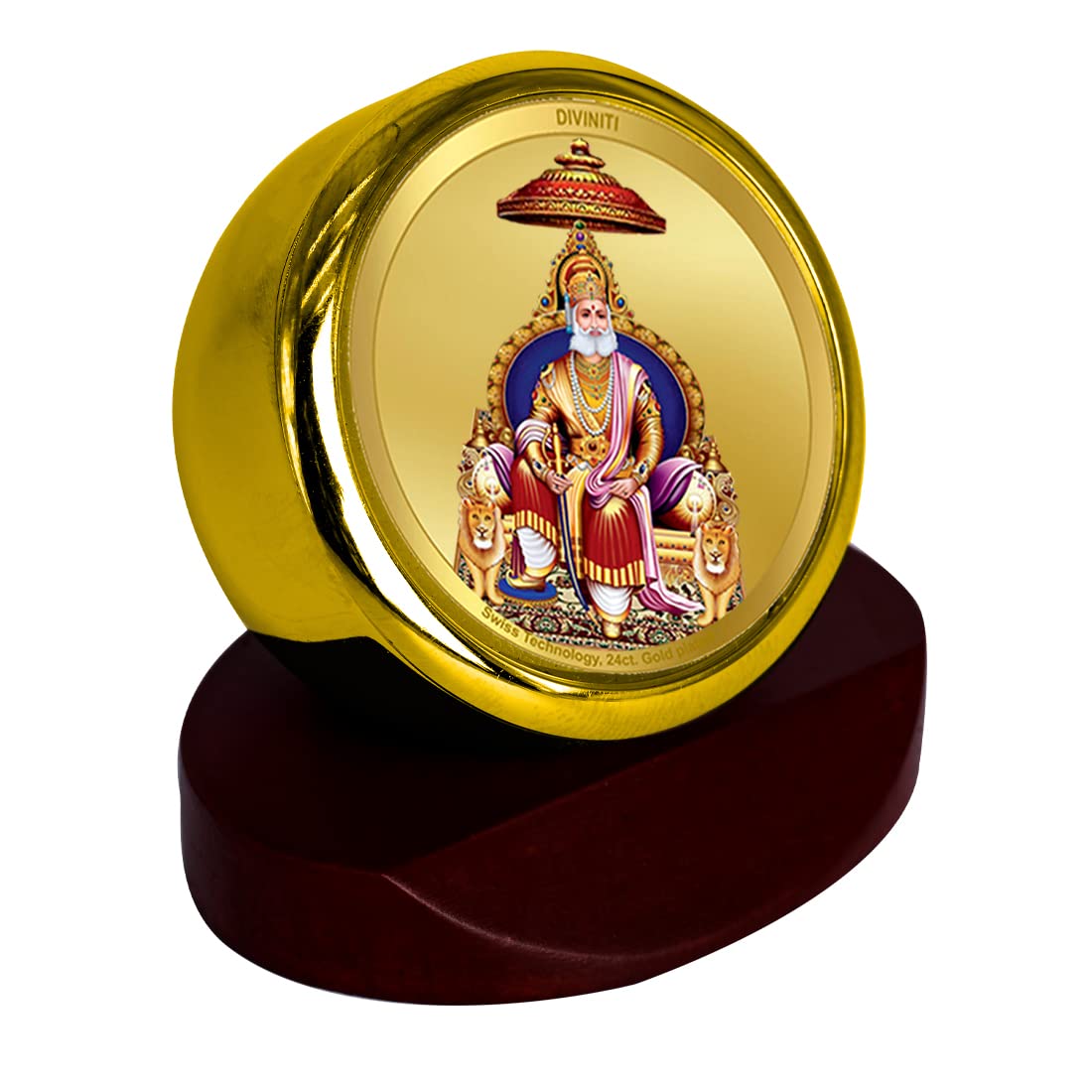 DIVINITI 24K Gold Plated Religious Car Dashboard Frame | Premium God Idol Frame for Car, Home Mandir & Office Table | Spiritual Gift, Decorative Showpiece | Agrasen Maharaj
